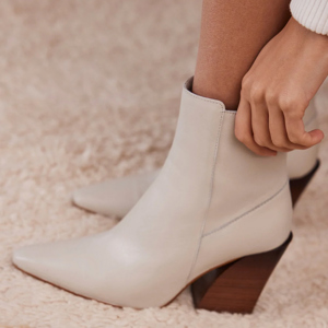 Mint Velvet Cream Leather Ankle Boots